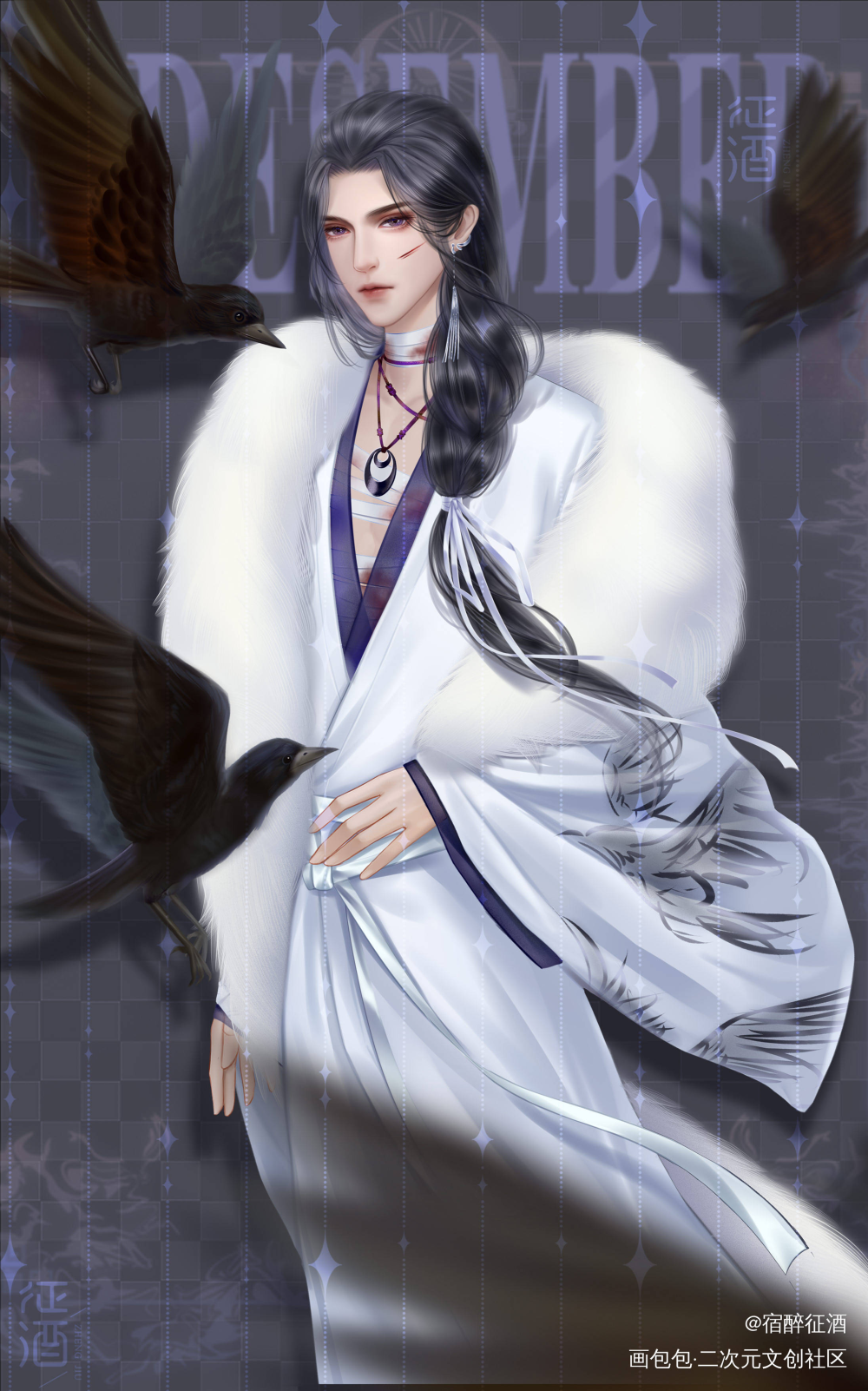 《夜鸦》_古风人物立绘古风半厚涂求配文我要上首推原创人物原创oc绘画作品