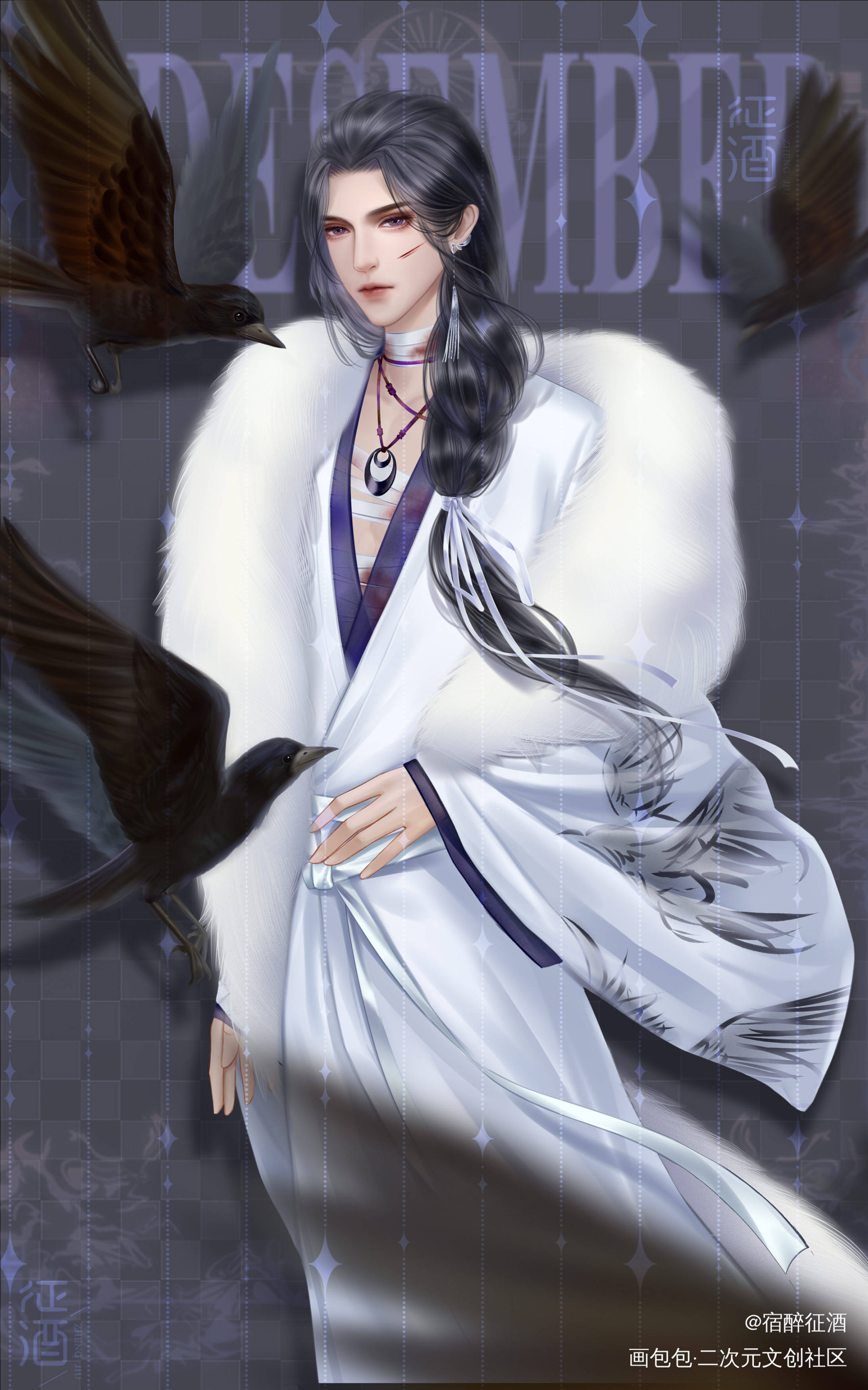 《夜鸦》_古风人物立绘古风半厚涂求配文我要上首推原创人物原创oc绘画作品