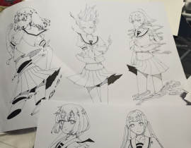 很久之前的画稿了呢，元素少女_绘画作品
