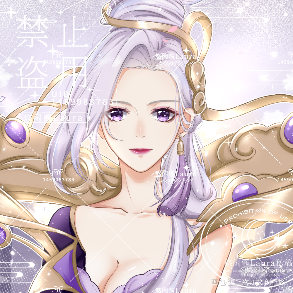 （王者/约稿）甄姬+兰陵王情头_王者荣耀兰陵王甄姬平涂情头同人绘画作品