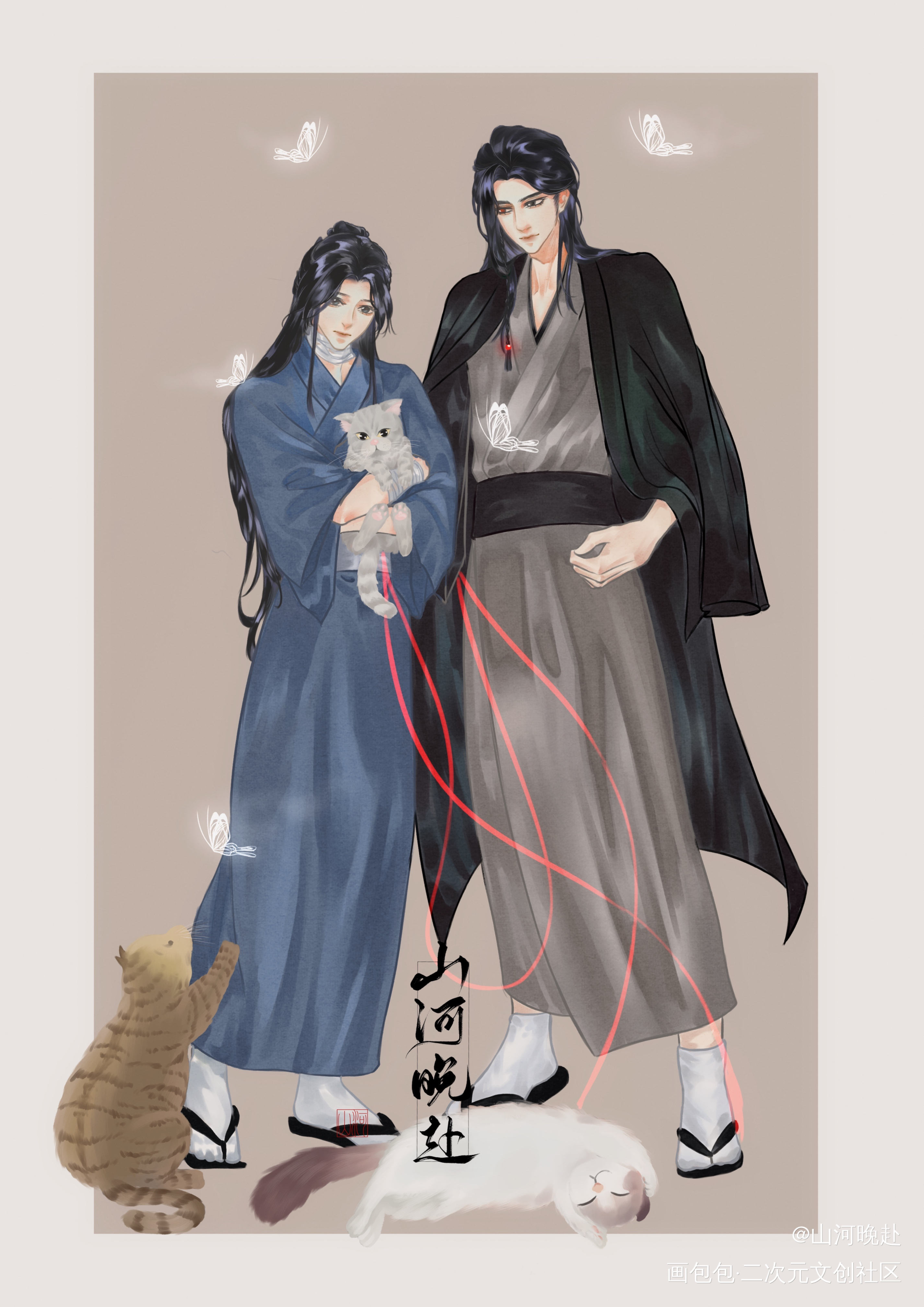 花怜的12月旅行之日本_天官赐福谢怜花城立绘古风平涂插画画师约稿约稿绘画作品