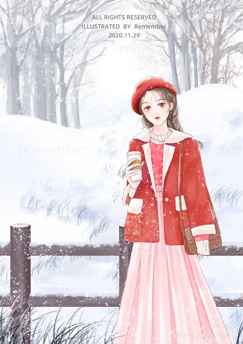 寒冷的冬天_厚涂平涂日系求点评求配文我要上首推插画原创人物绘画作品