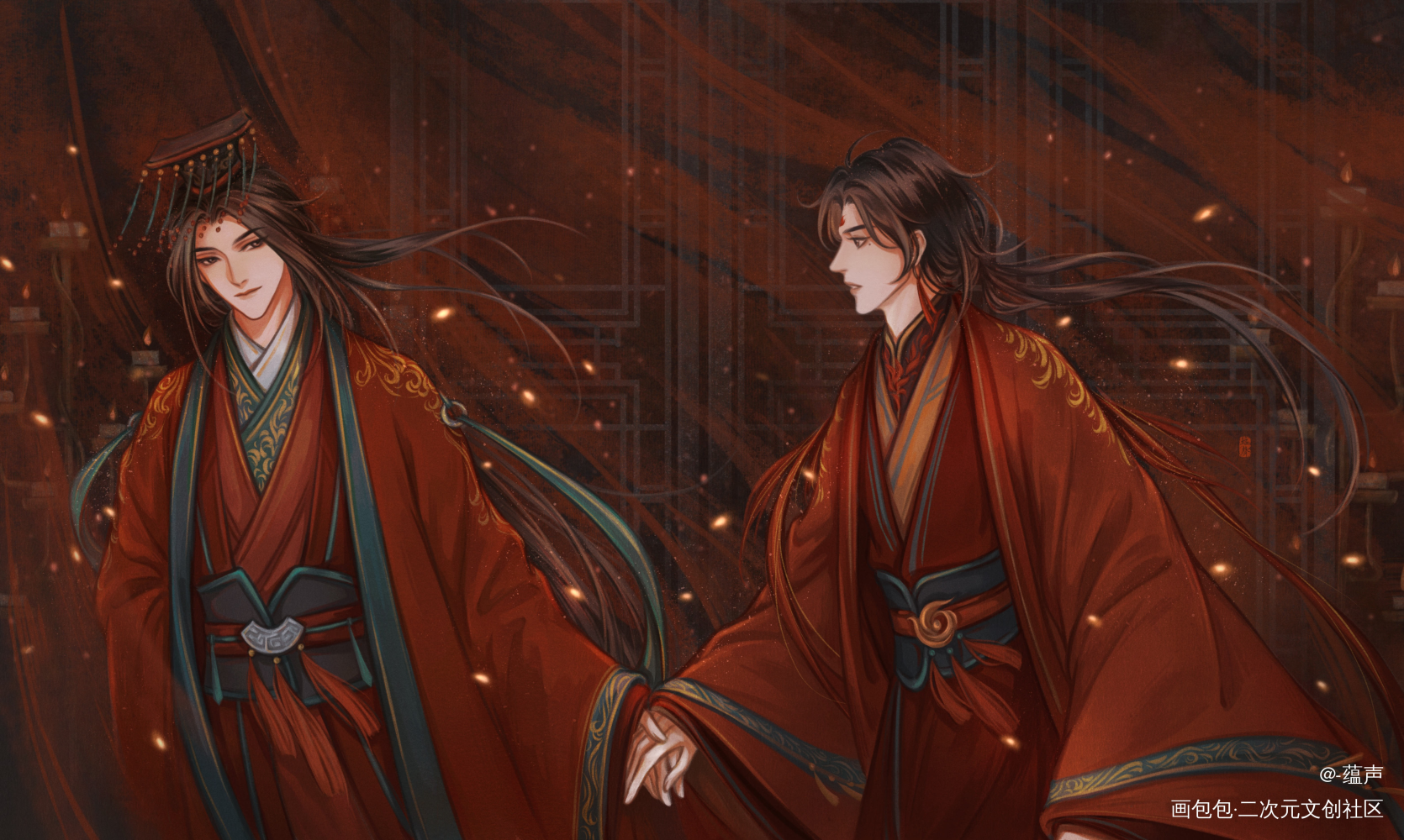 “要祭告四方，娶你过门。”_烈火浇愁盛灵渊宣玑绘画作品