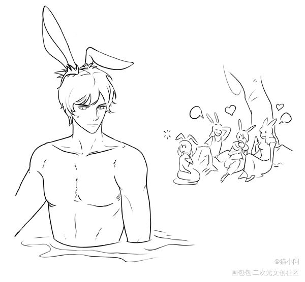 一窝兔兔_最终幻想14维拉族兔娘平涂兽耳插画同人FFXIV绘画作品