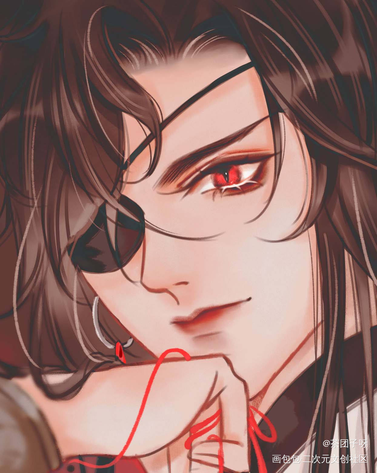 今天的摸鱼练习_天官赐福花城古风平涂头像插画同人绘画作品