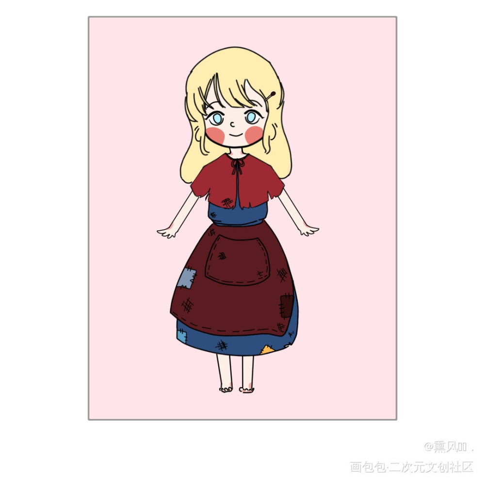 卖火柴的小女孩和她奶奶_卖火柴的小女孩平涂Q版指绘绘画作品