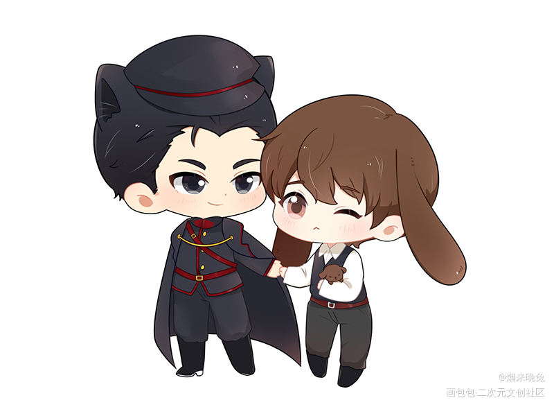 民国动物设定小群秀_188男团李程秀邵群日系Q版同人绘画作品