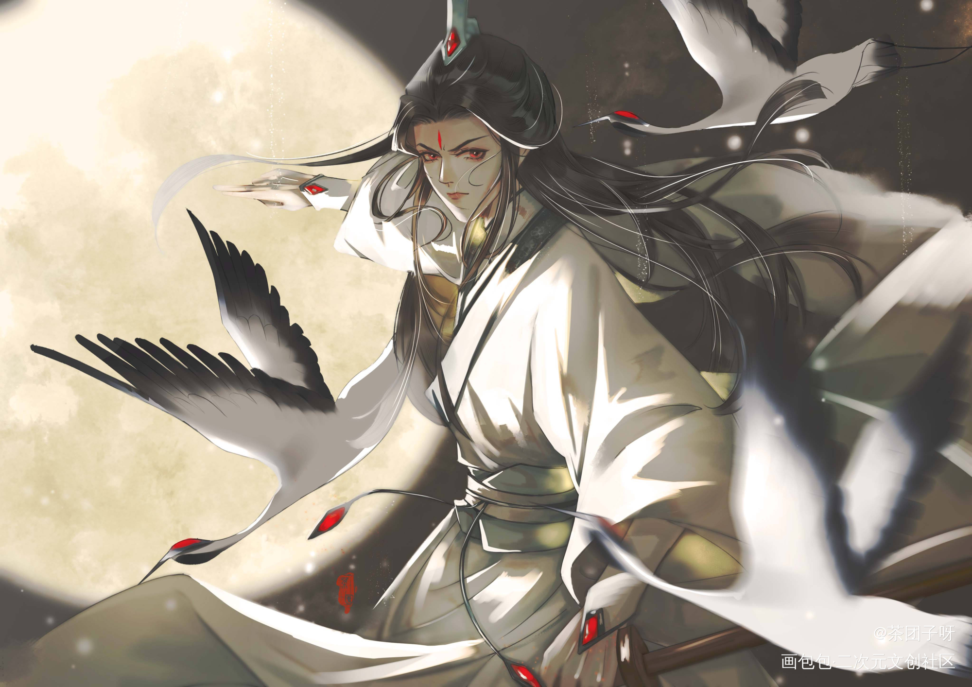 美人师兄_六爻严争鸣古风平涂我要上首推插画同人绘画作品