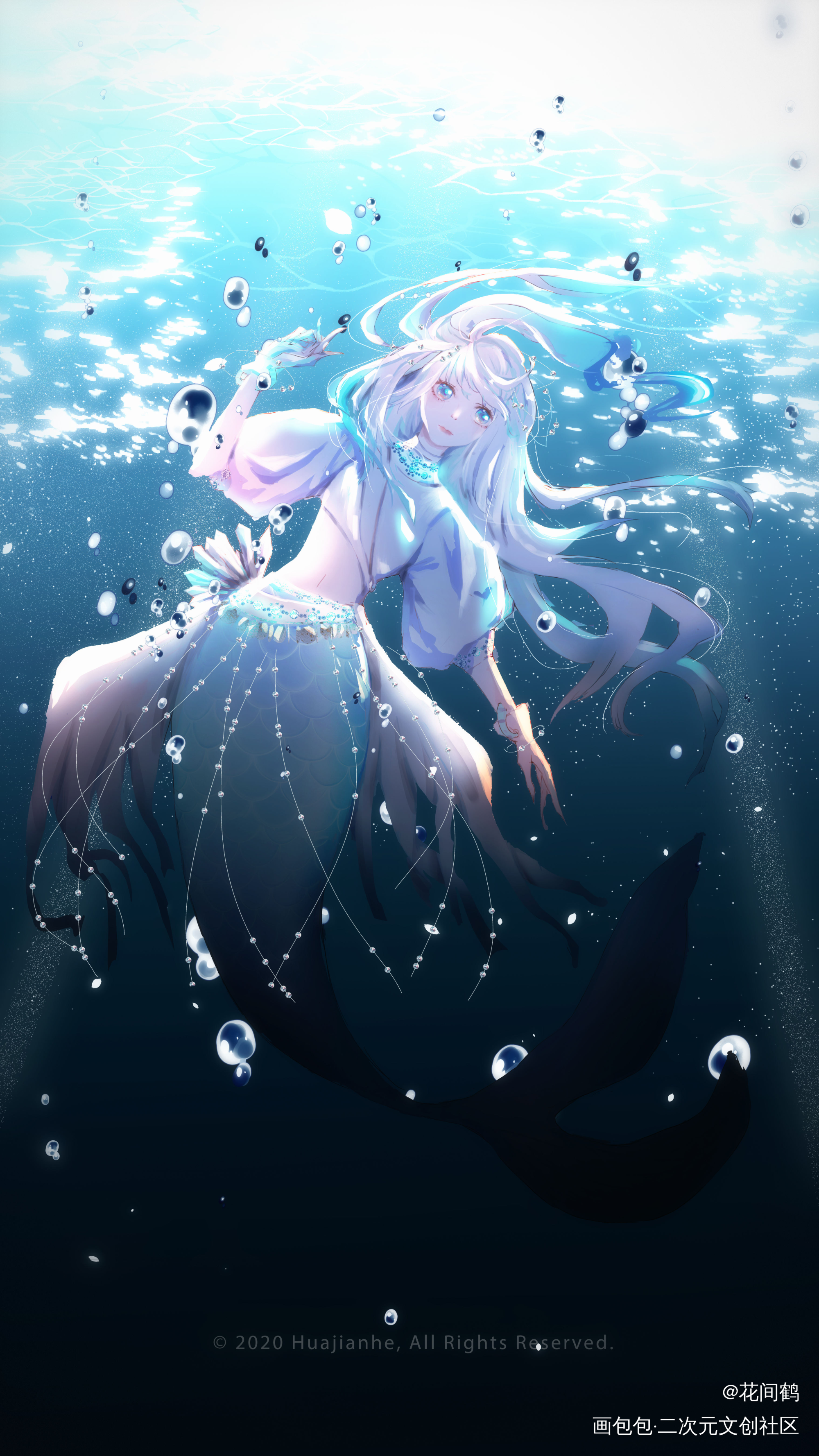 【oc】人鱼 ｜泡沫_日系人鱼我要上首推oc绘画作品