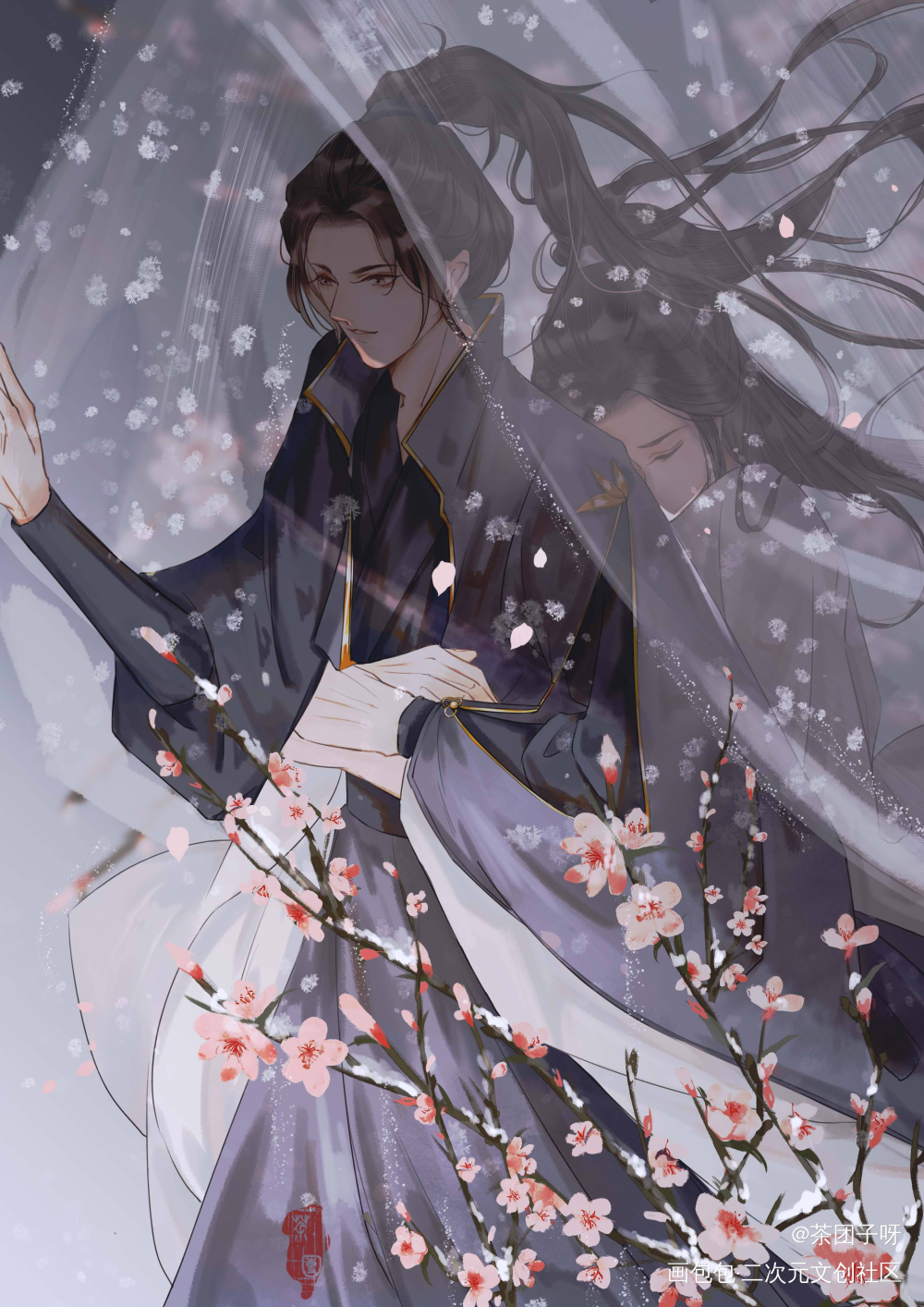 余生付雪夜_二哈和他的白猫师尊燃晚燃晚古风平涂我要上首推插画同人绘画作品