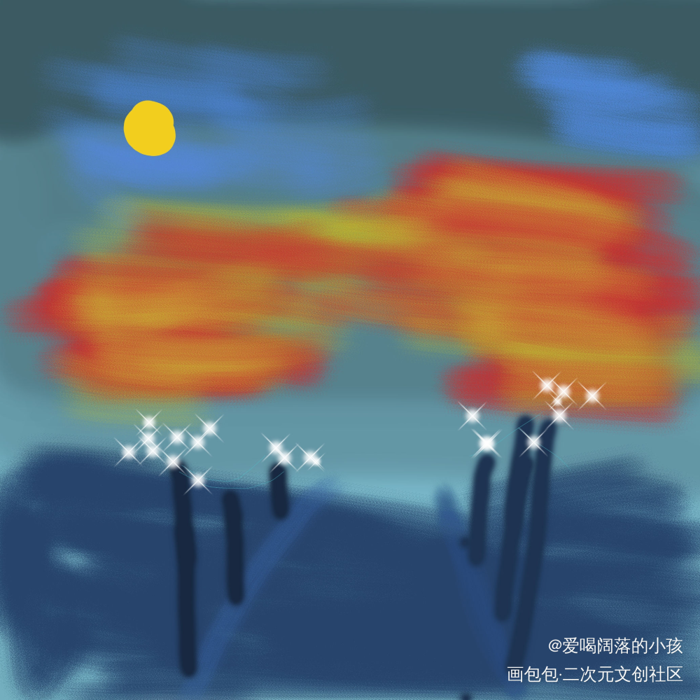 抖音学画画_夜空绘画作品