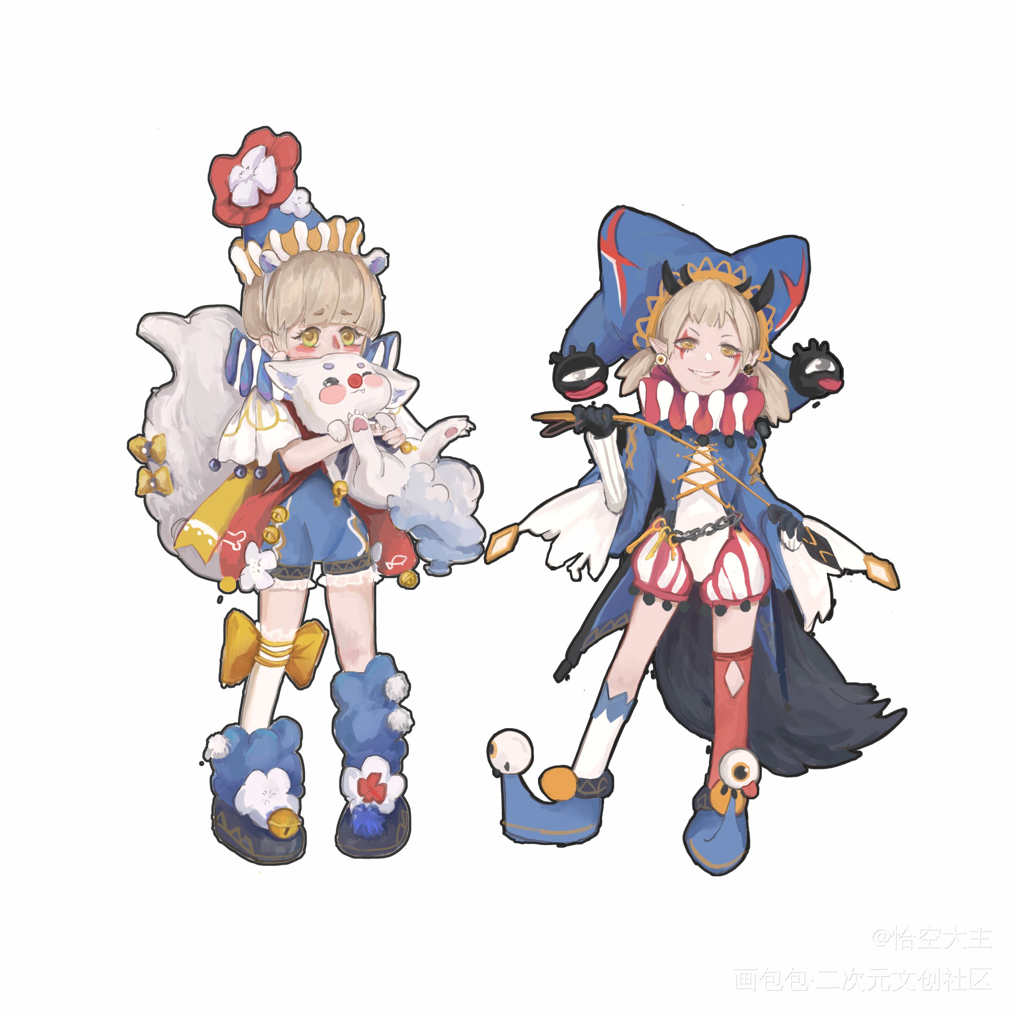 我来啦！昨天画的马戏团崽_立绘厚涂日系我要上首推打卡原创oc绘画作品