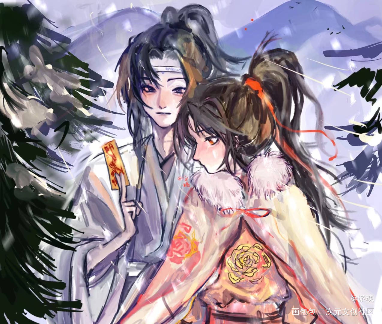 _魔道祖师追凌蓝思追金凌求点评同人板绘绘画作品