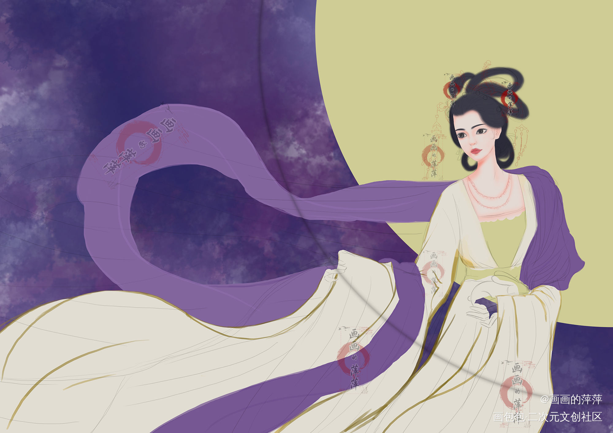 嫦娥奔月_嫦娥我要上首推头像插画同人表情包嫦娥奔月绘画作品
