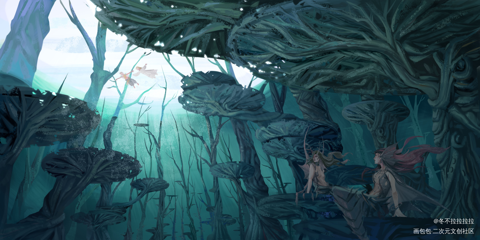 期末的作业_厚涂场景插画半原创原创绘画作品