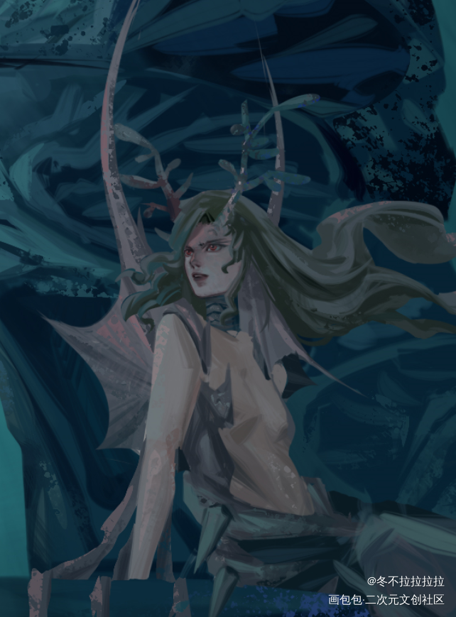 期末的作业_厚涂场景插画半原创原创绘画作品