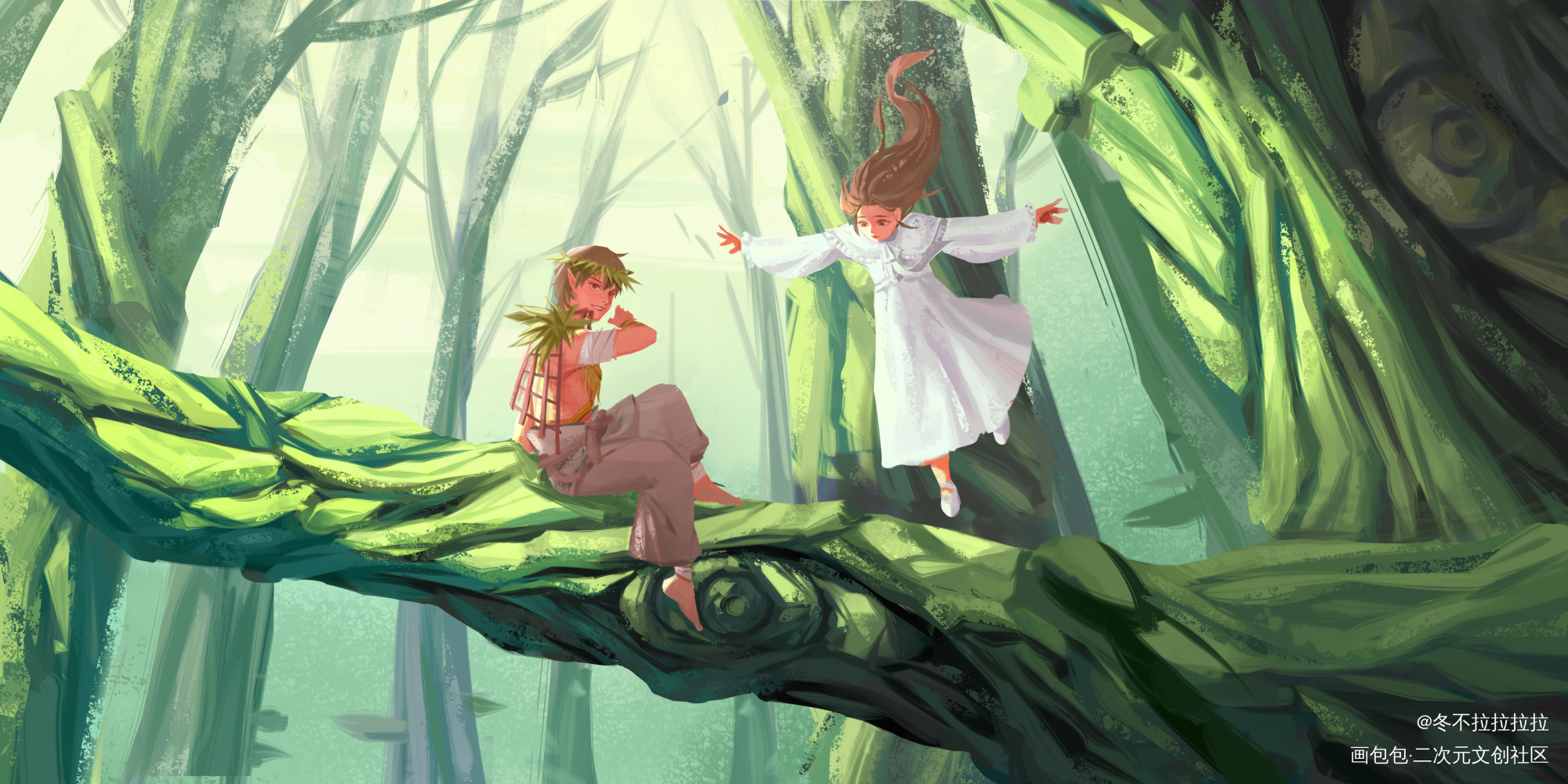 还是作业！_厚涂场景插画半原创原创绘画作品