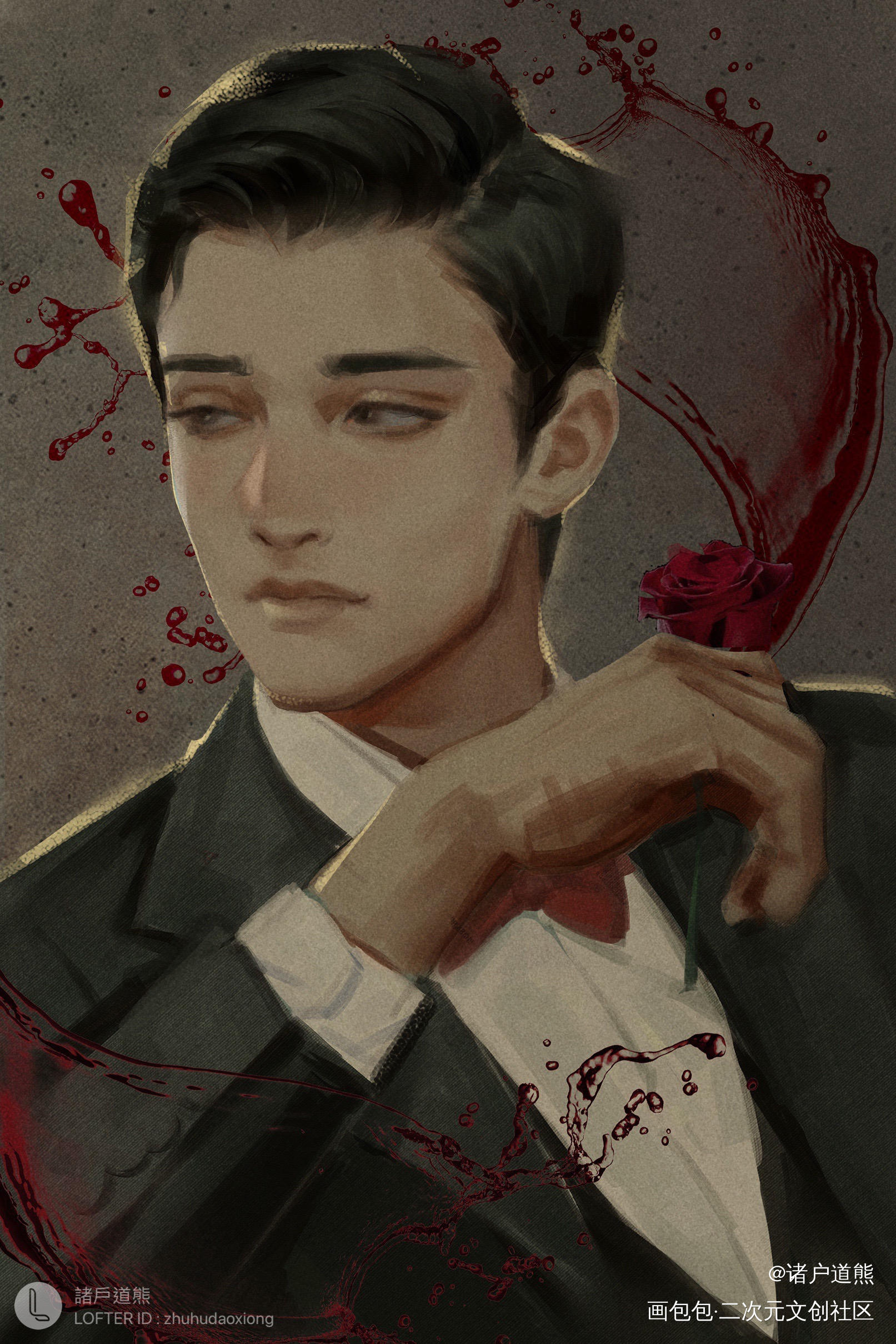 黎明朔月_188男团黎朔厚涂插画绘画绘画作品