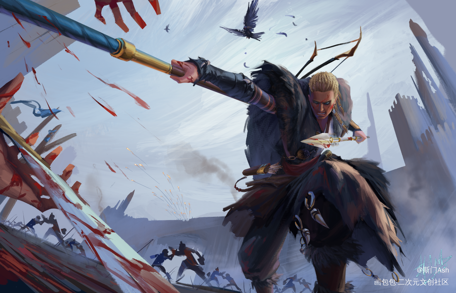 Valhalla_刺客信条英灵殿刺客信条艾沃尔厚涂插画绘画作品