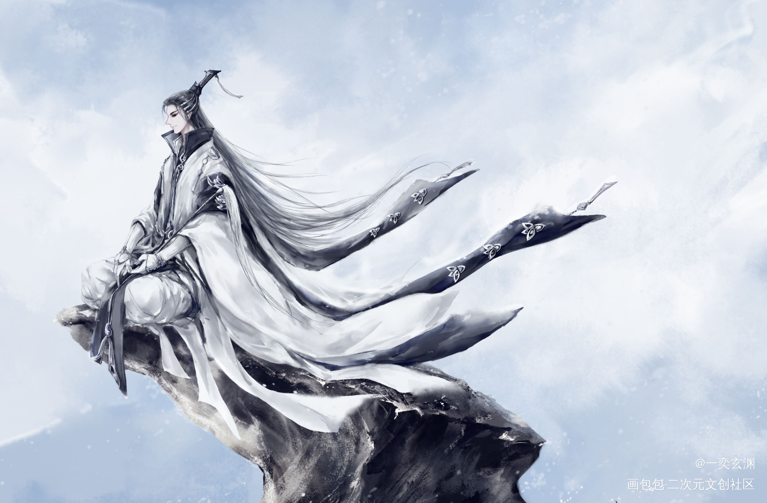 摸鱼系列02_剑网3纯阳平涂插画同人绘画作品