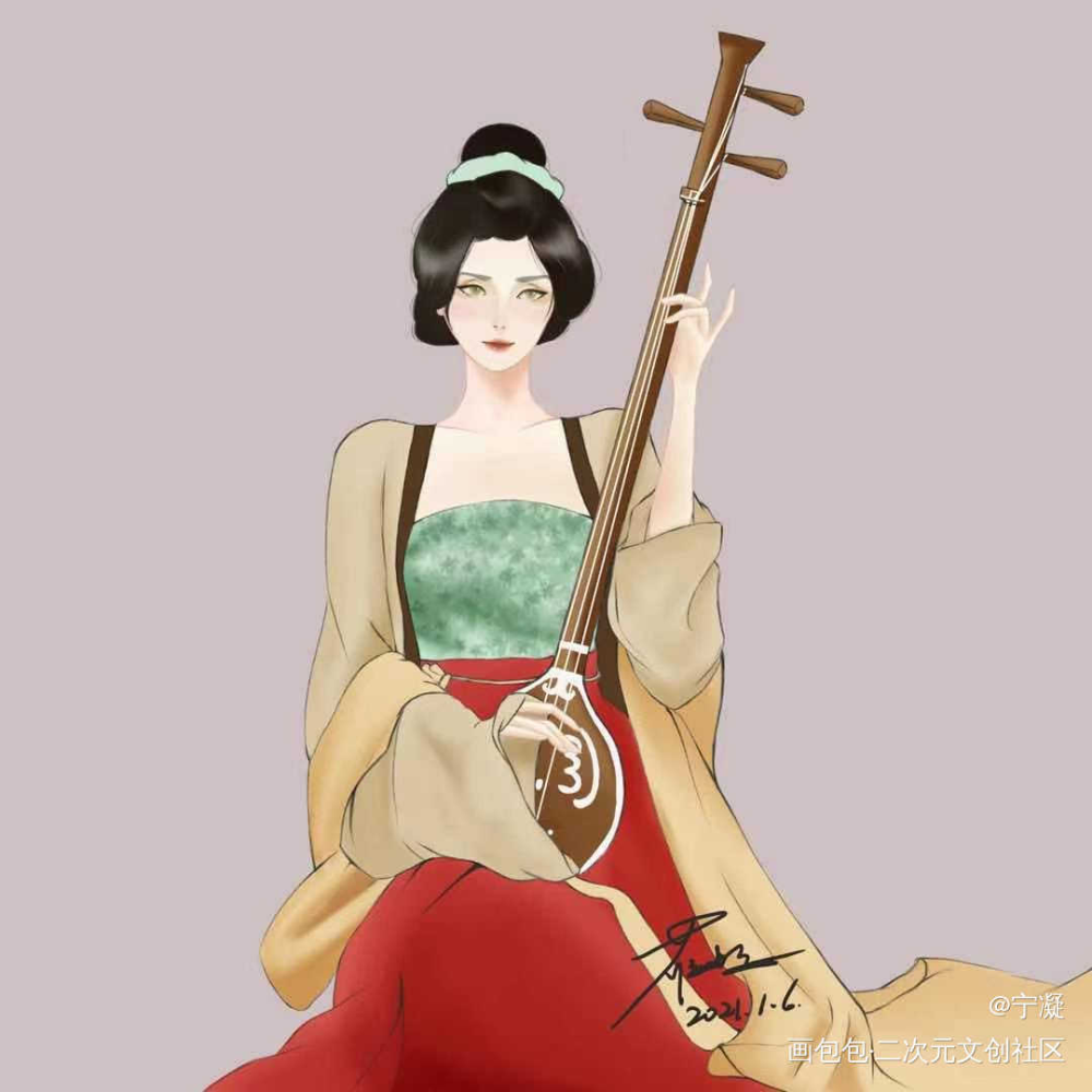 练习作品，照片转手绘。_照片转手绘古风头像插画求约稿procreate照片练习约稿绘画作品