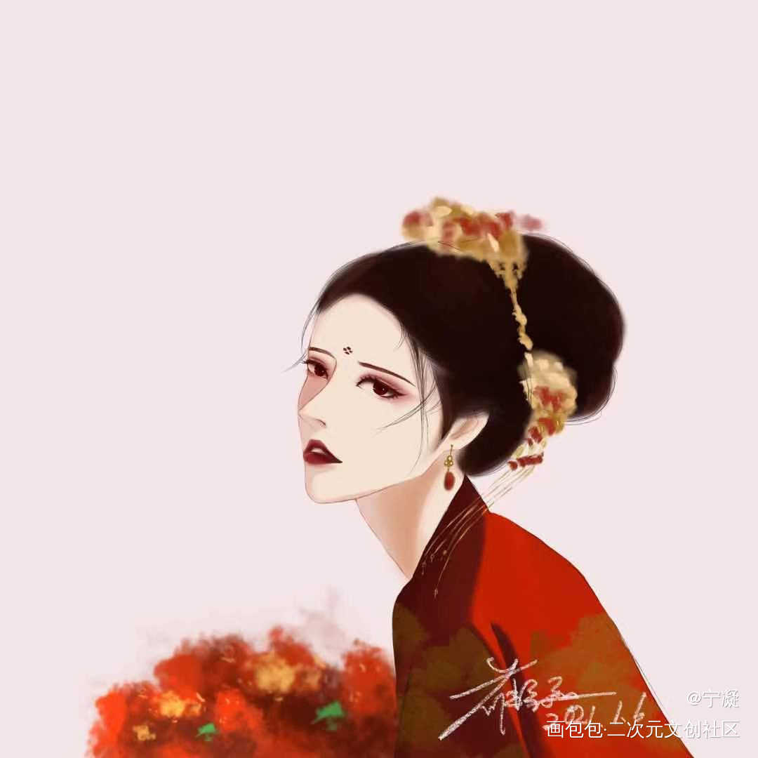 今日份练习打卡_古风美女procreate练习绘画作品