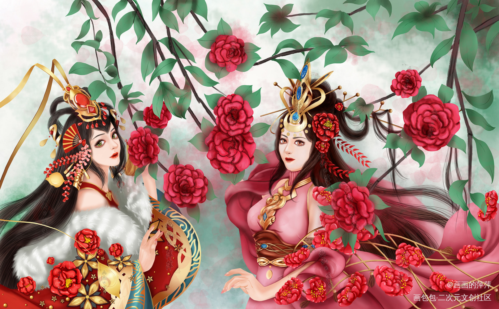 #少年三国狂欢趴#姐妹花看花_三国志姐妹花求点评我要上首推头像插画同人绘画作品