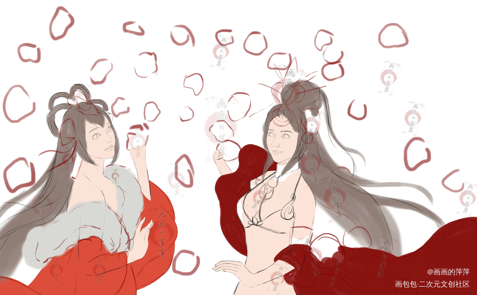 #少年三国狂欢趴#姐妹花看花_三国志姐妹花求点评我要上首推头像插画同人绘画作品