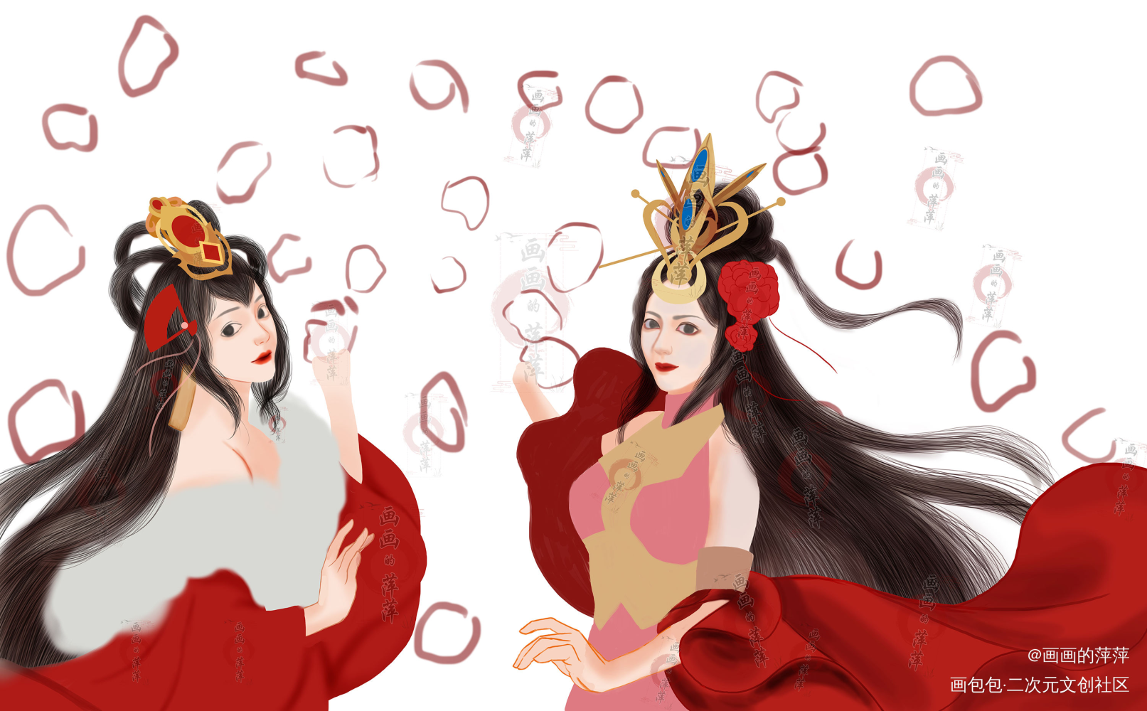 #少年三国狂欢趴#姐妹花看花_三国志姐妹花求点评我要上首推头像插画同人绘画作品