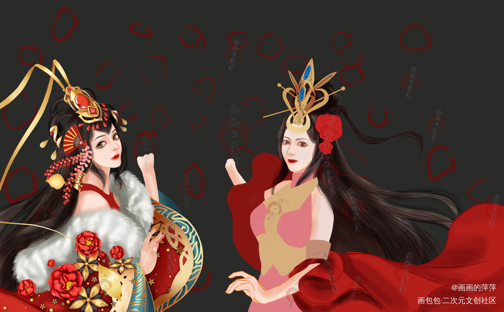 #少年三国狂欢趴#姐妹花看花_三国志姐妹花求点评我要上首推头像插画同人绘画作品