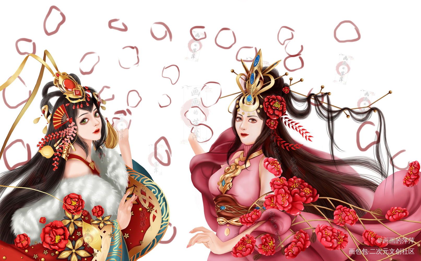 #少年三国狂欢趴#姐妹花看花_三国志姐妹花求点评我要上首推头像插画同人绘画作品