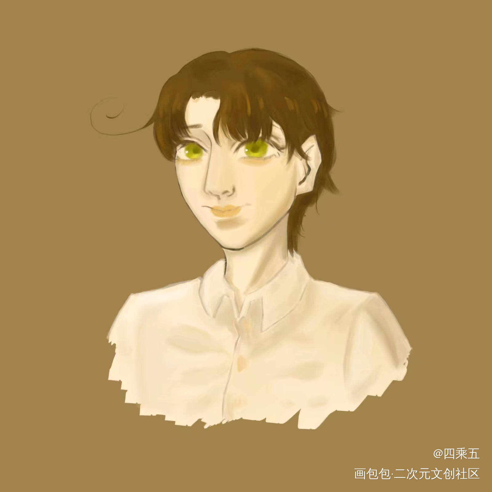 大眼睛_黑塔利亚罗维诺厚涂绘画作品