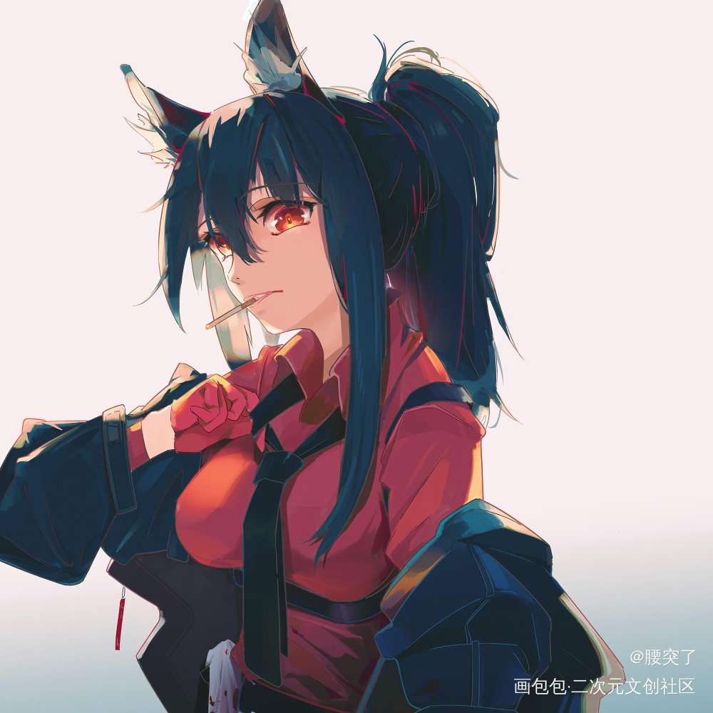 德克萨斯_明日方舟德克萨斯厚涂日系插画同人绘画作品