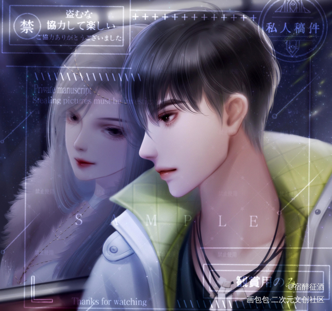 《倒影》_厚涂半厚涂插画同人人物头像绘画作品