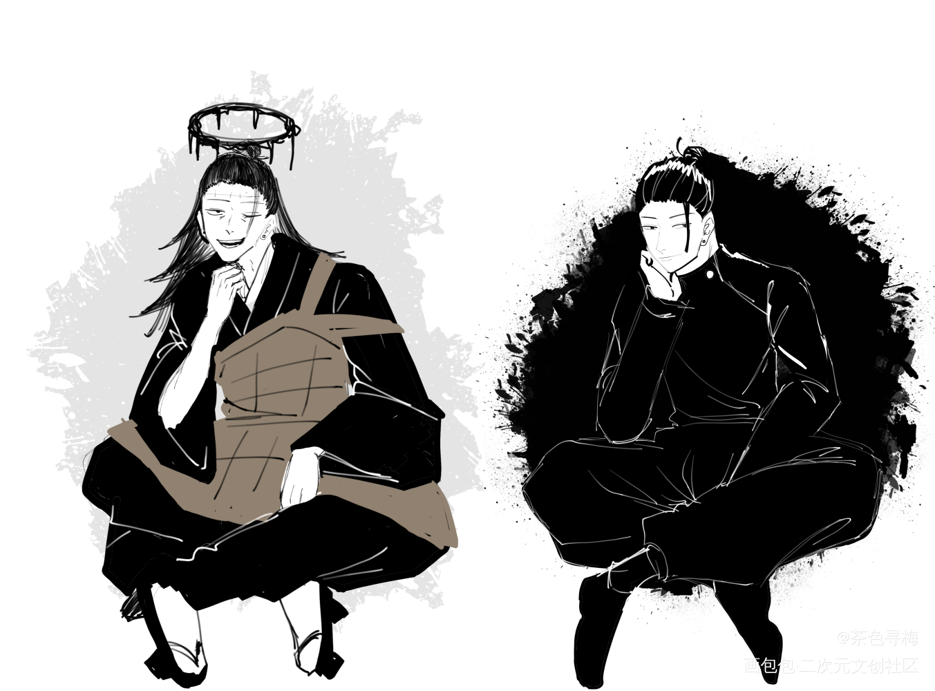 一个人_咒术回战夏油杰同人摸鱼绘画作品