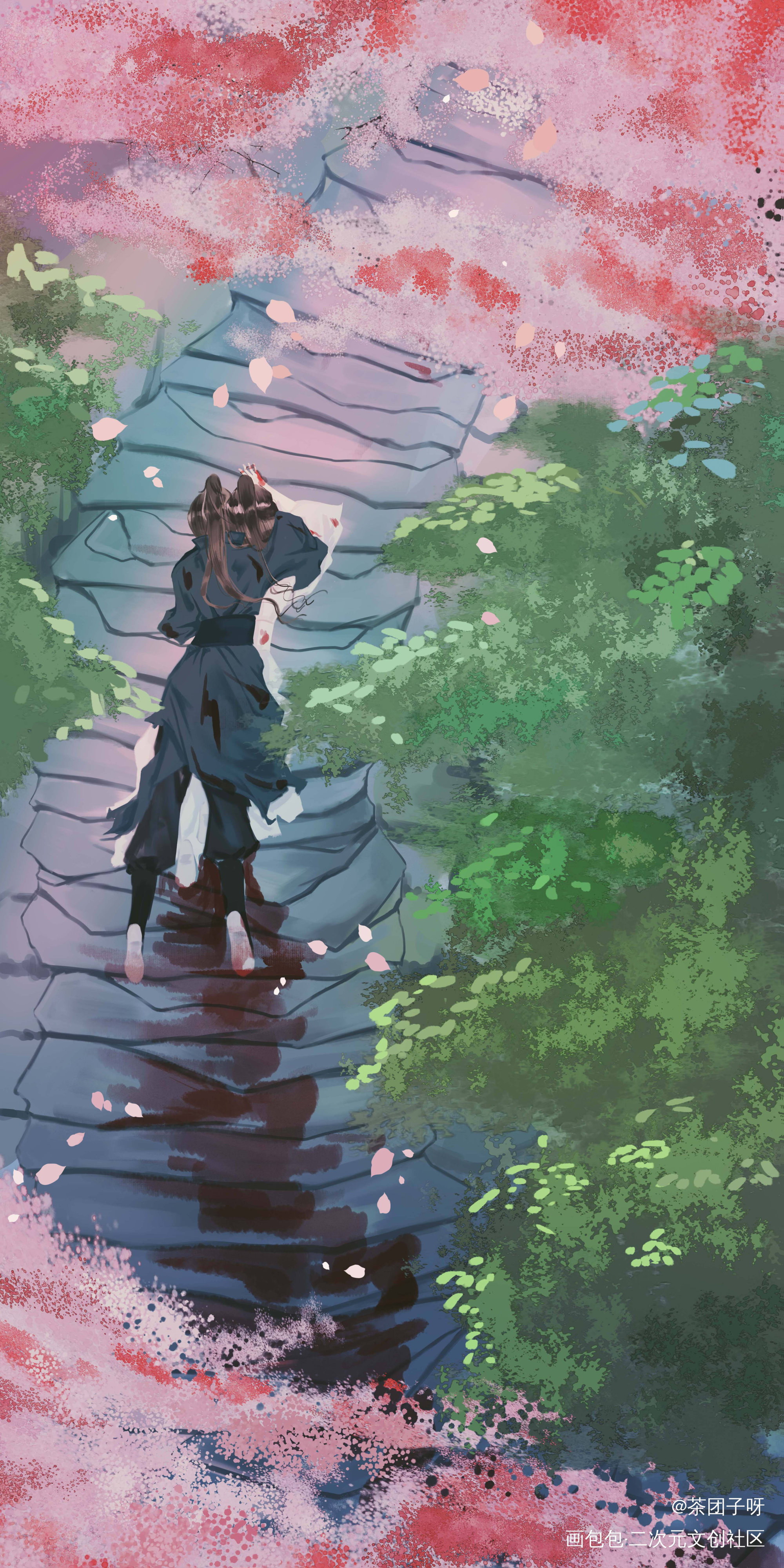 长阶血未尽_二哈和他的白猫师尊燃晚燃晚绘画作品