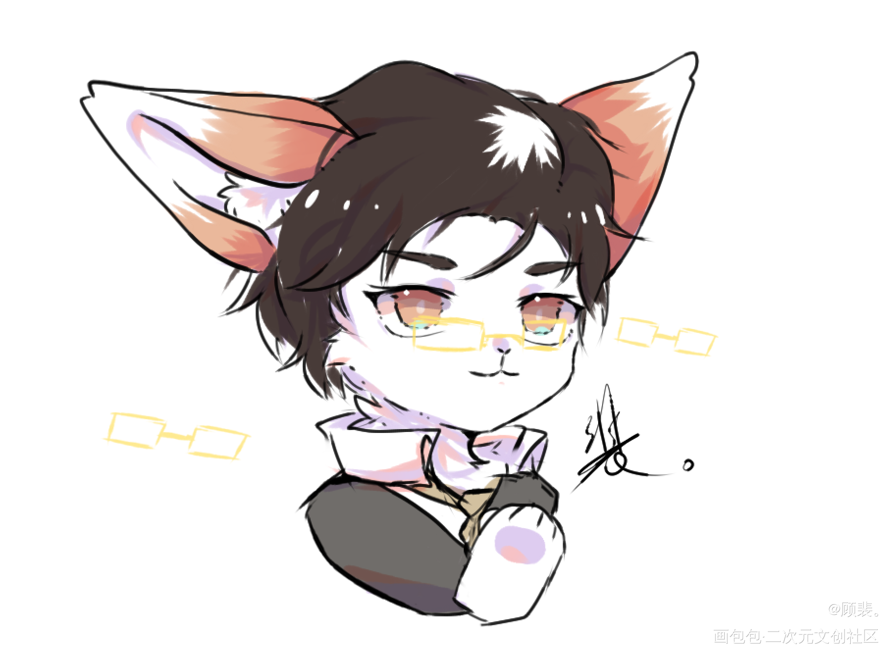 兽化~全员向，是顾总❤_针锋对决188男团顾青裴Q版绘画作品