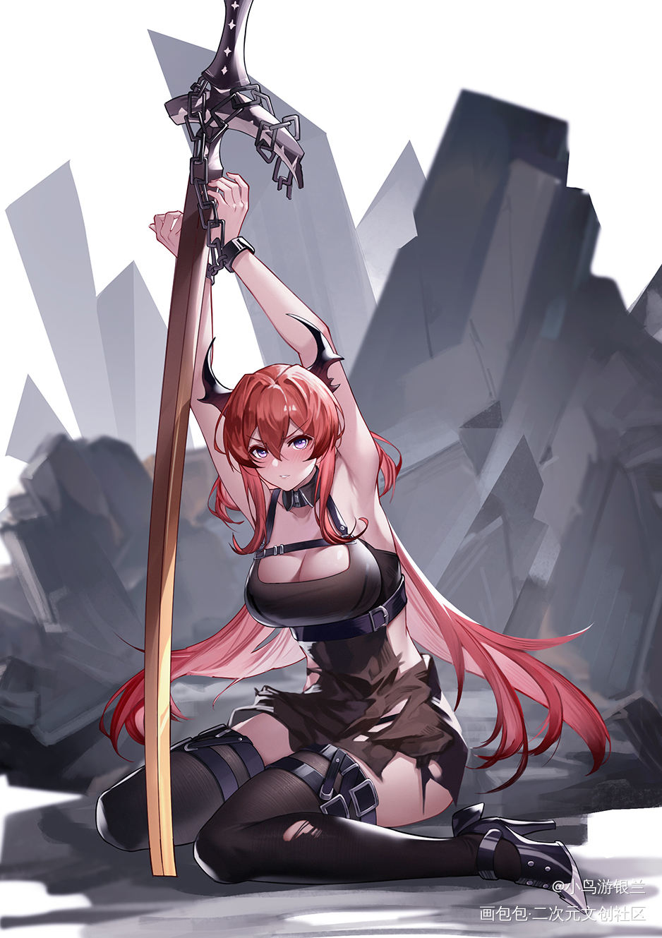 明日方舟  史尔特尔_明日方舟史尔特尔日系插画同人绘画作品