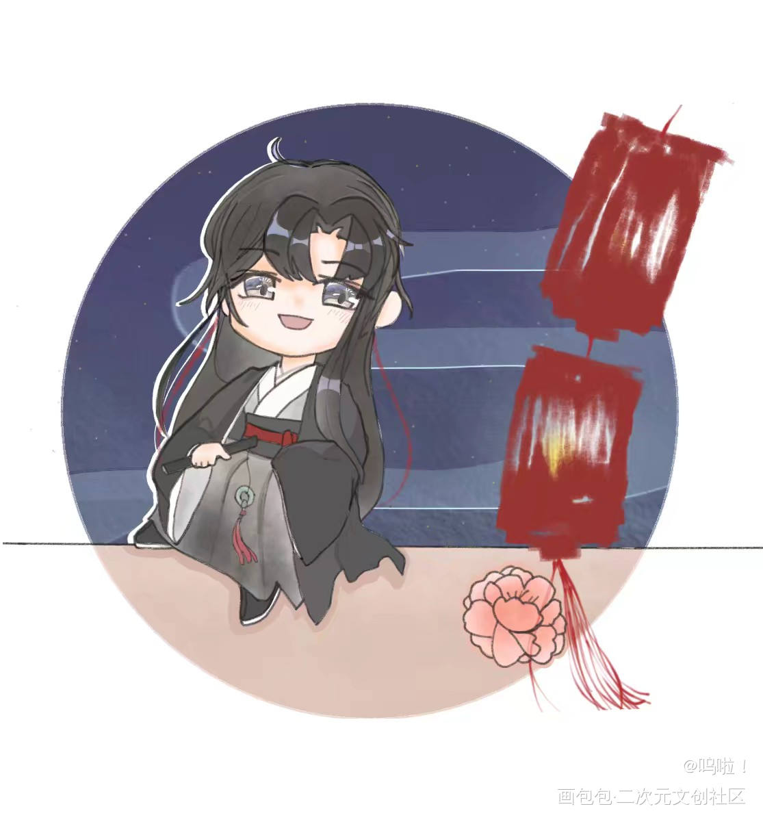 无羁_魔道祖师忘羡蓝忘机魏无羡Q版同人绘画作品