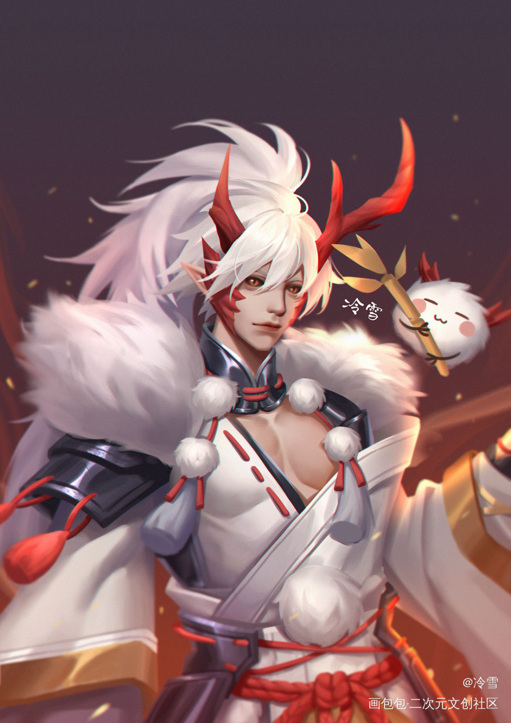 阴阳师——茨木_阴阳师厚涂阴阳师手游绘画作品