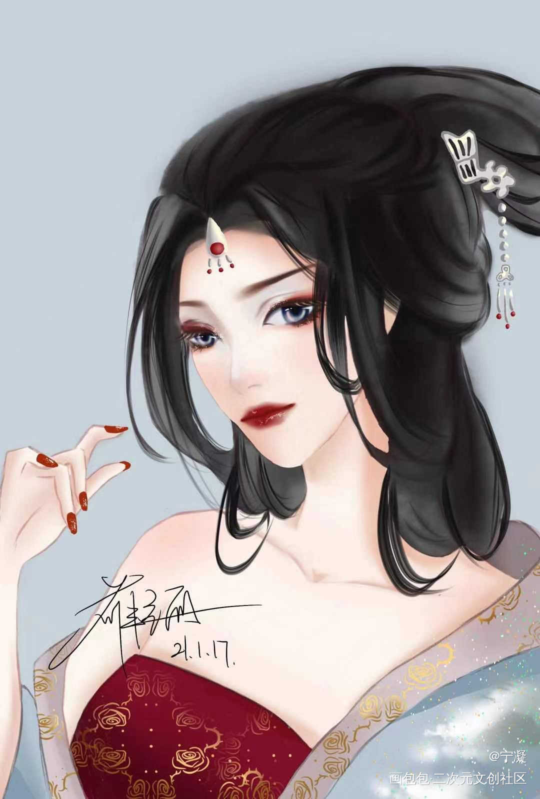 【procreate】古风小姐_剑网3古风人物古风头像约稿绘画作品