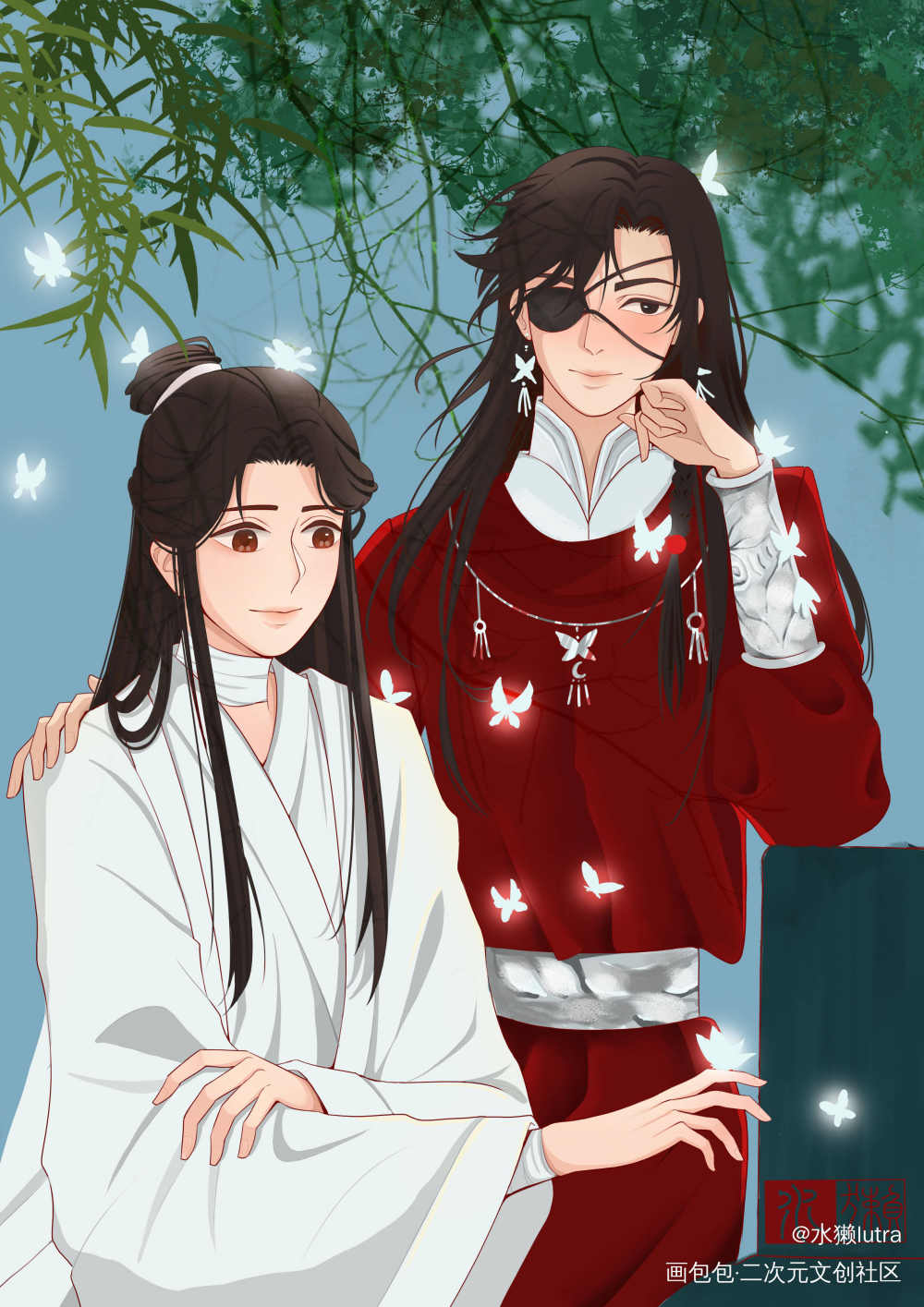 天官赐福，百无禁忌_天官赐福谢怜花城平涂同人绘画作品