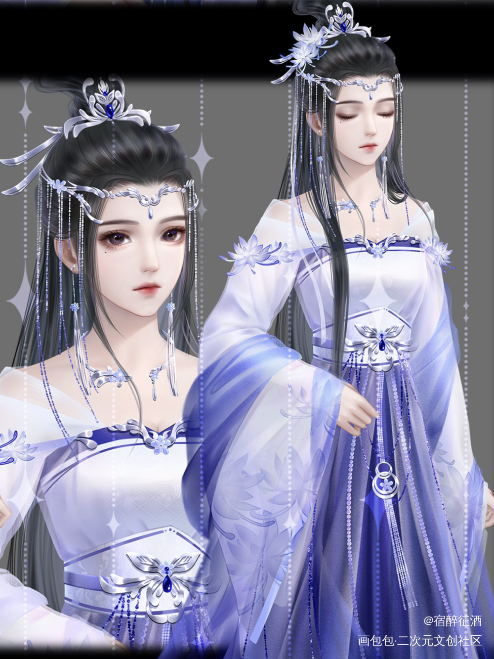 四套衣服的姐姐~_古风人物立绘古风厚涂半厚涂原创人物原创oc绘画作品