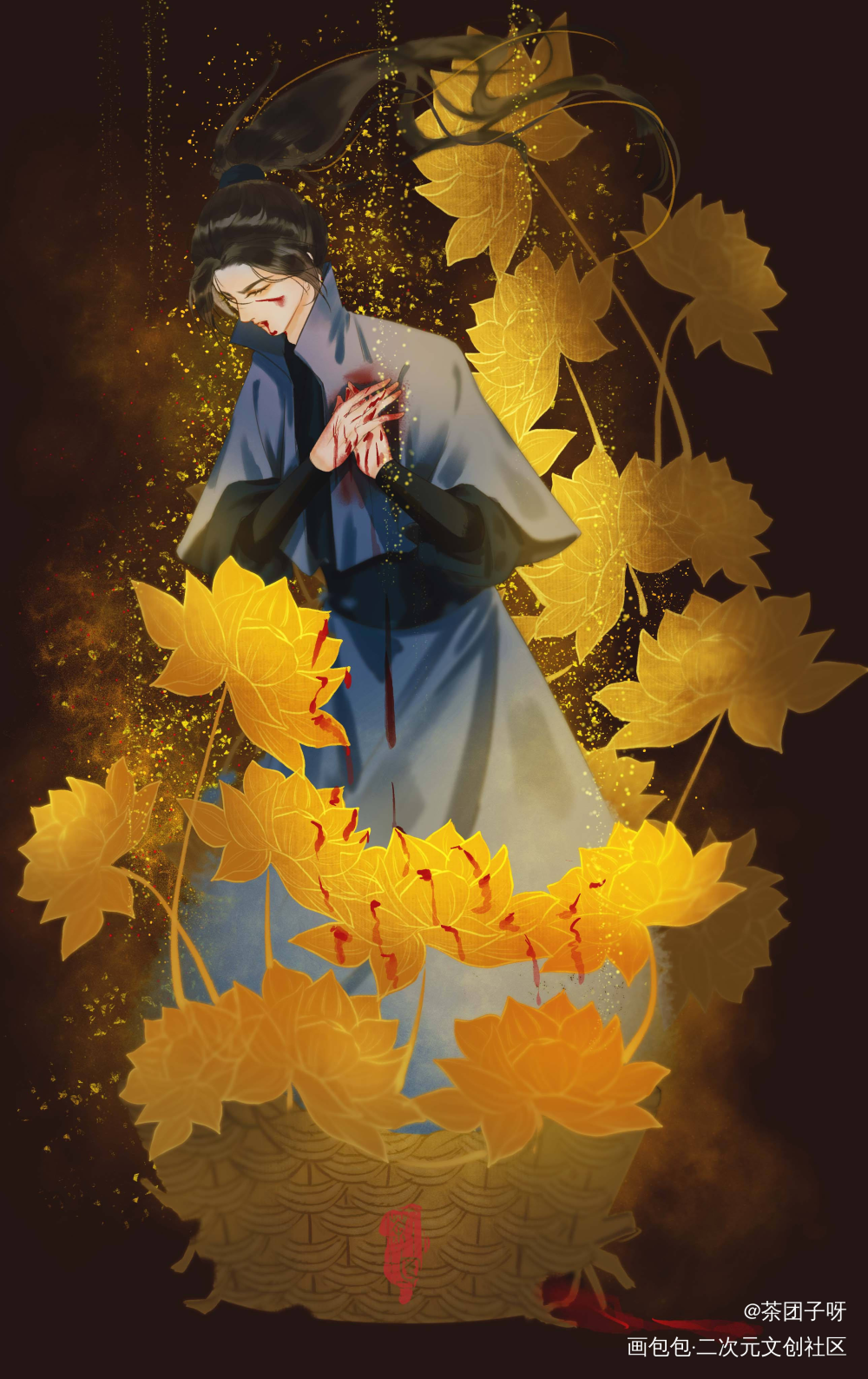 我只有一个小篮子_二哈和他的白猫师尊墨燃平涂插画同人绘画作品
