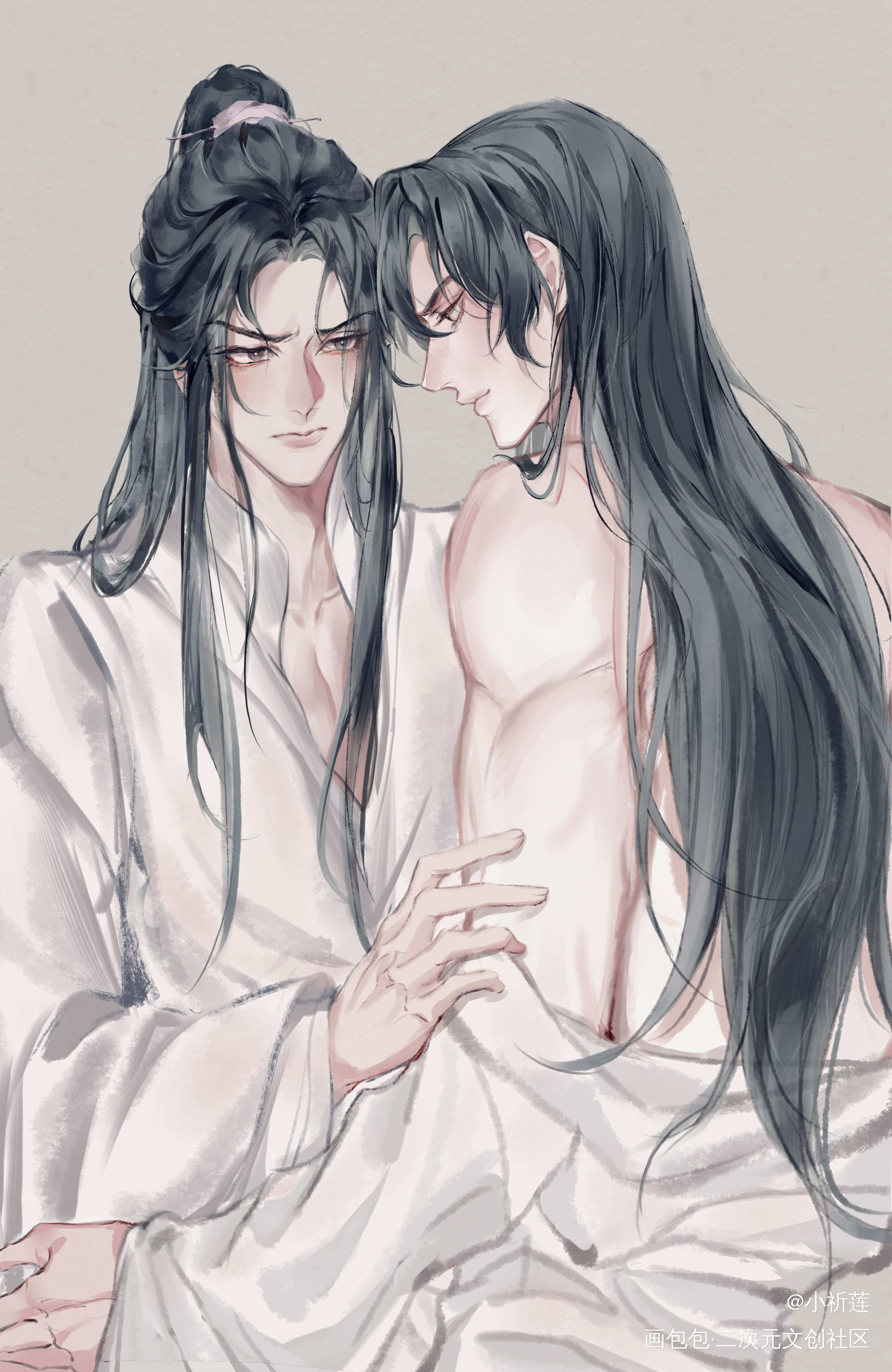 给师尊更衣_二哈和他的白猫师尊绘画作品