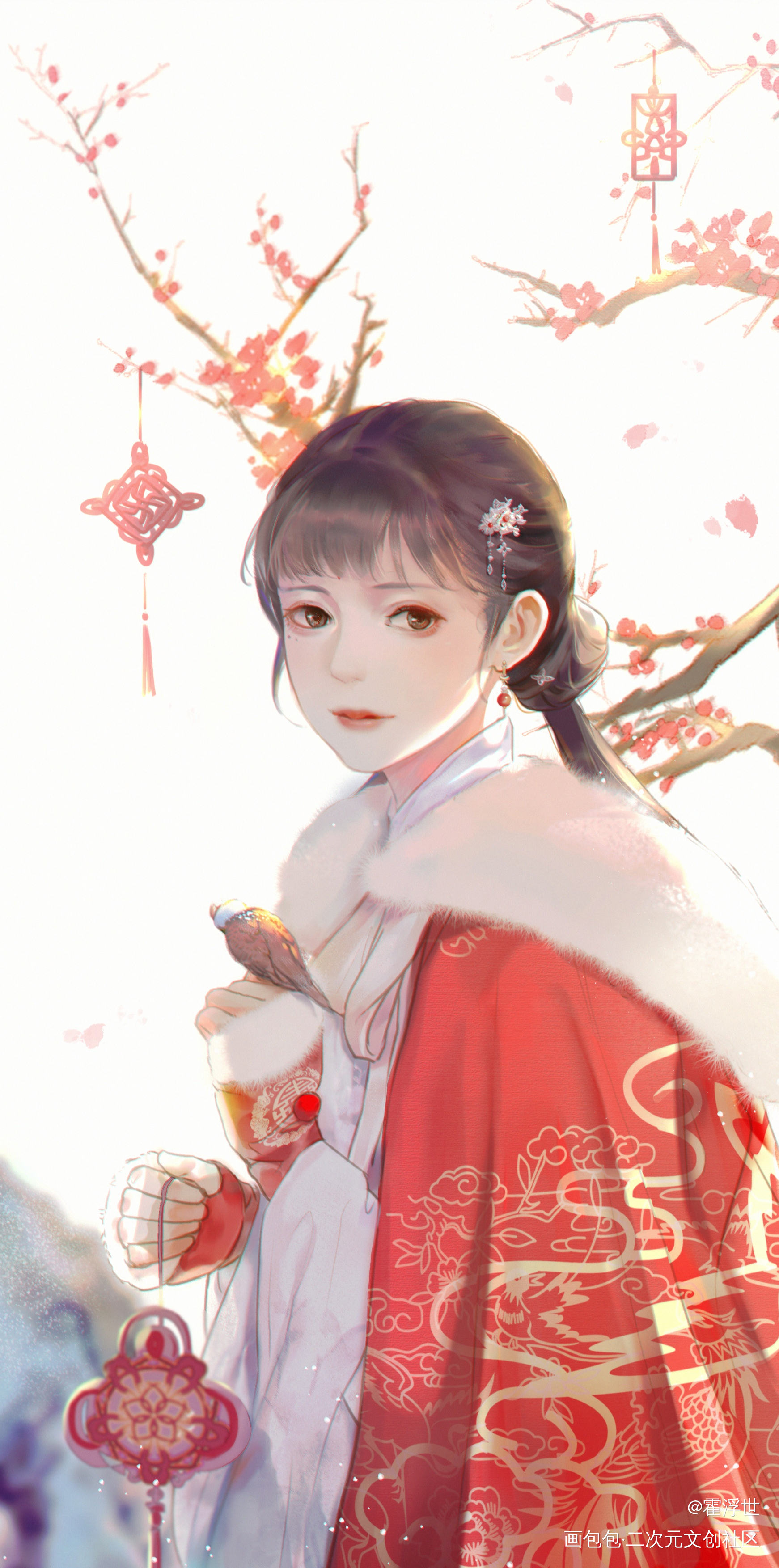 风光人不觉，已著后园梅_古风壁纸古风求点评求配文插画原创原创绘画作品
