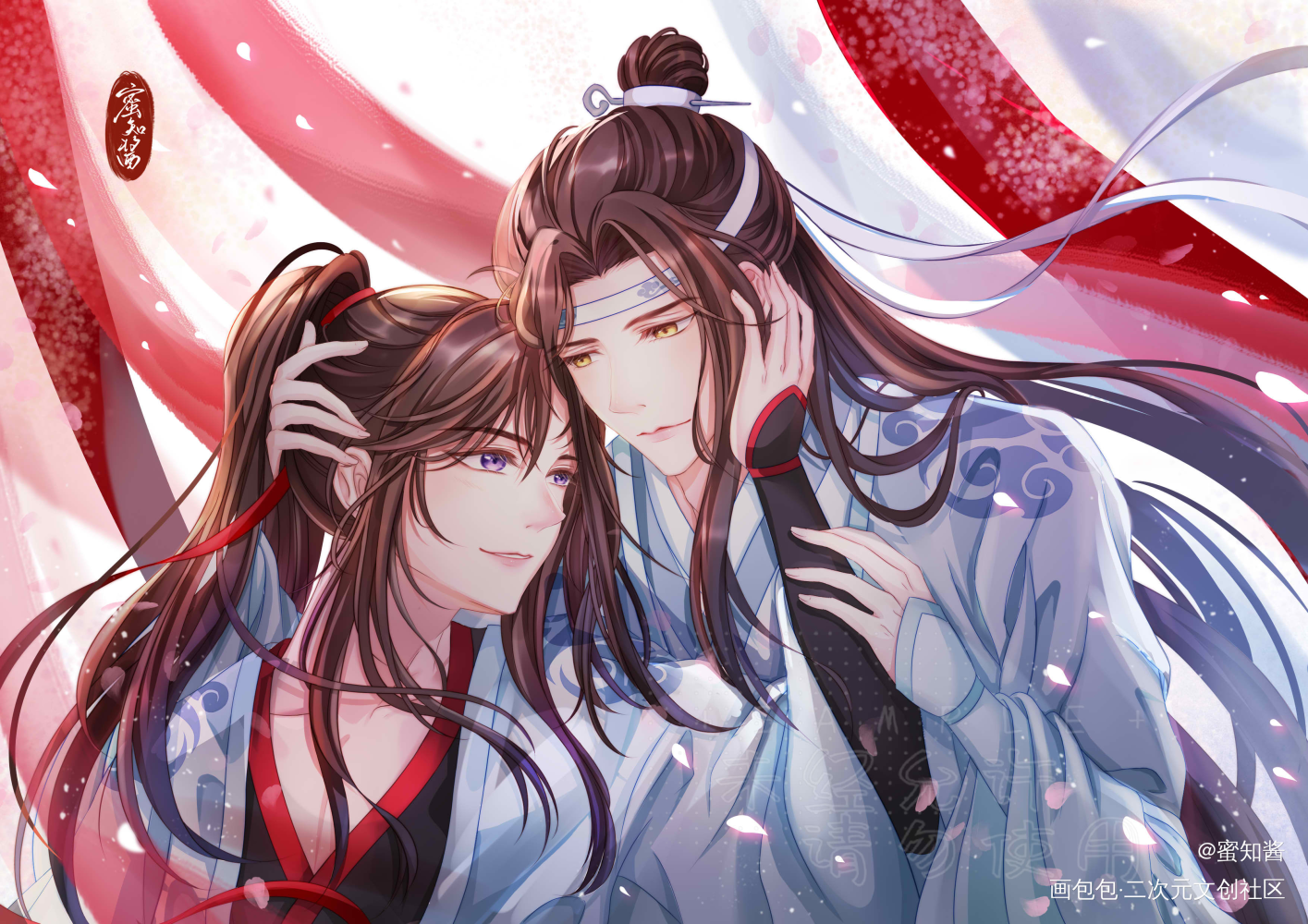 蓝忘机生贺图2021-蜜知酱绘_魔道祖师忘羡蓝忘机魏无羡魏无羡蓝忘机平涂我要上首推插画同人魔道祖师，天官赐福魔道祖师等绘画作品