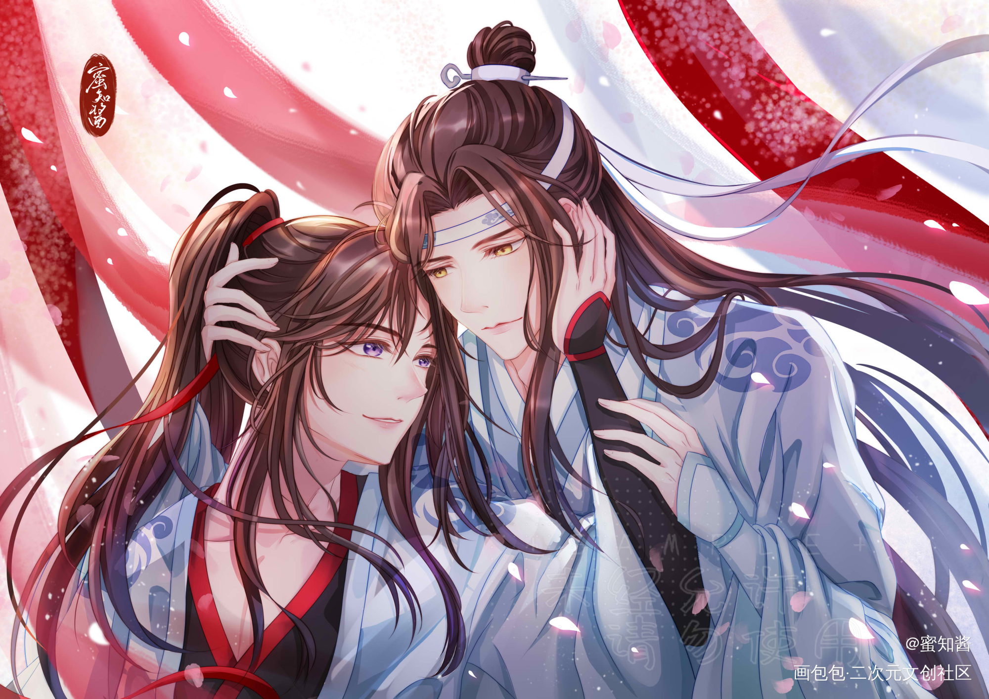 蓝忘机生贺图2021-蜜知酱绘_魔道祖师忘羡蓝忘机魏无羡魏无羡蓝忘机平涂我要上首推插画同人魔道祖师，天官赐福魔道祖师等绘画作品