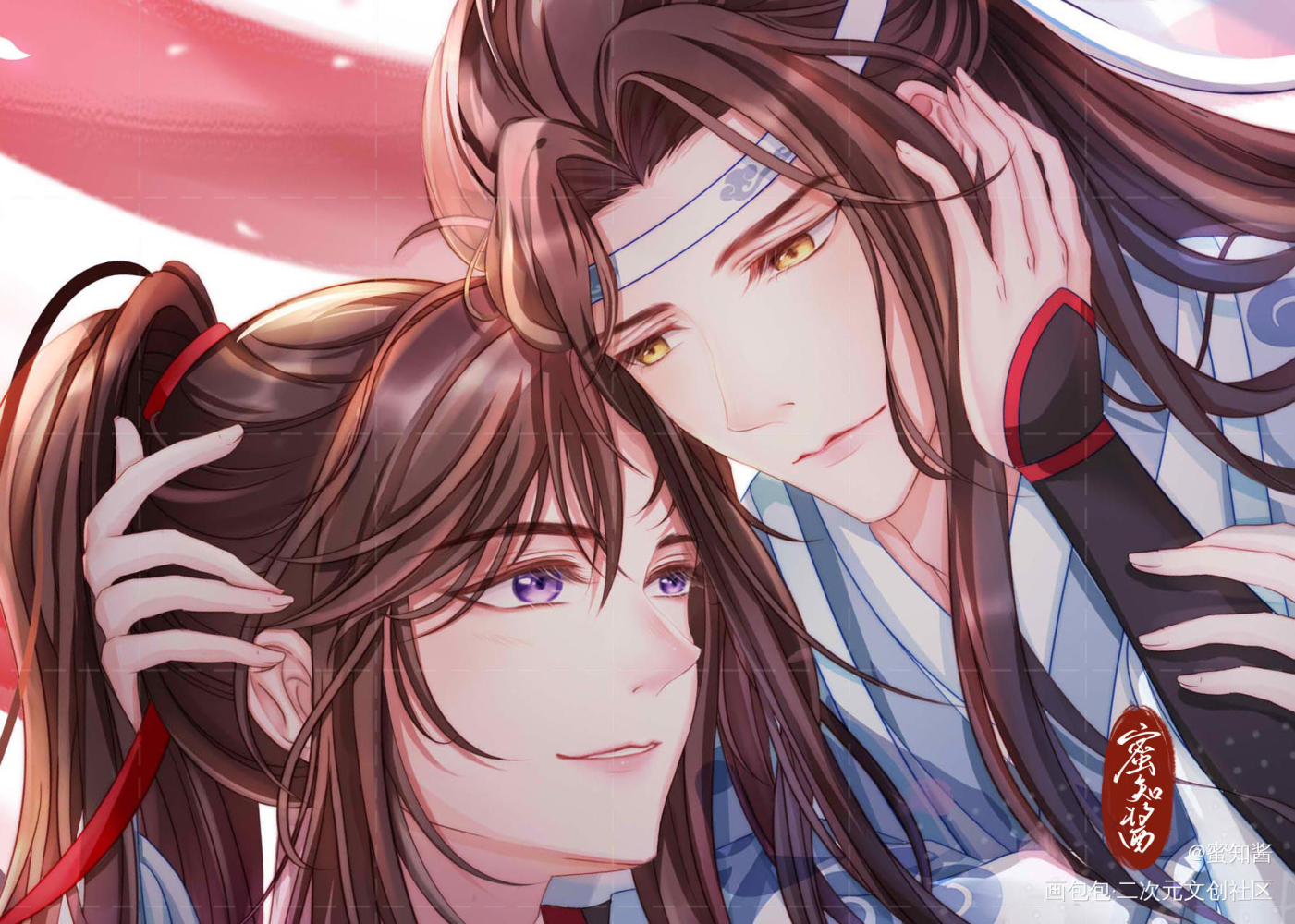 蓝忘机生贺图2021-蜜知酱绘_魔道祖师忘羡蓝忘机魏无羡魏无羡蓝忘机平涂我要上首推插画同人魔道祖师，天官赐福魔道祖师等绘画作品