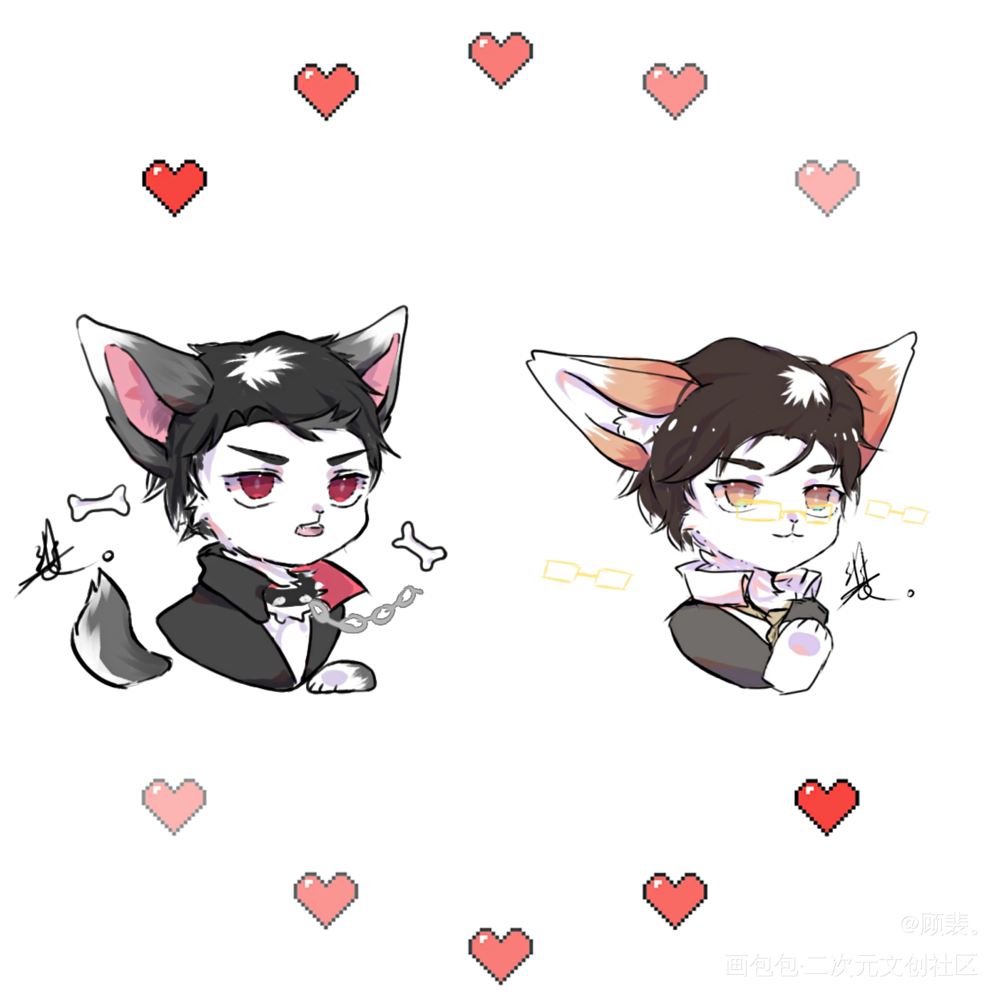(审核专用)兽化~原顾❤_针锋对决188男团原顾顾青裴原炀绘画作品
